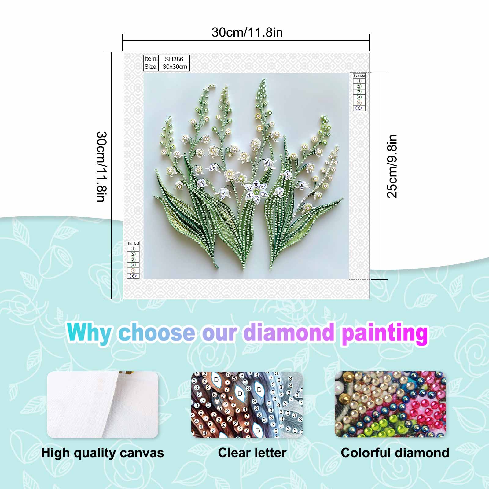 Diamantmalingssett til voksne, diy-blomster diamantkunstsett med spesielle tidligere til nybegynnere til veggdekorasjon i hjemmet