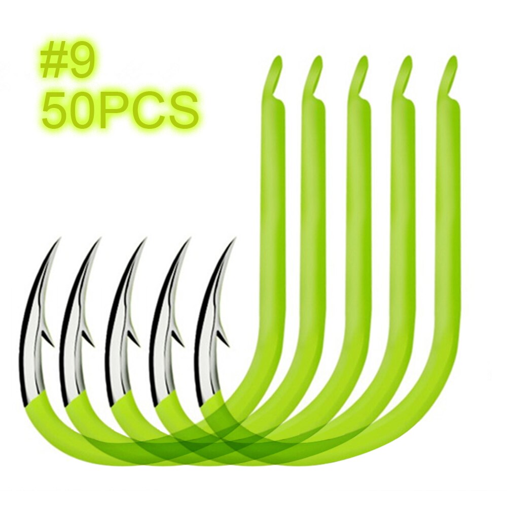 Lixada 50pcs/lot Luminous Fishing Hooks Carbon Steel Glow In Night Luminous Fishing Hooks for Carp Pesca