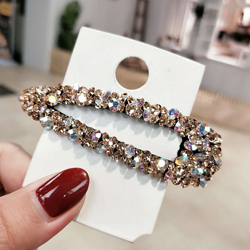 Accesorios para el cabello con pinza para el cabello hueca de lujo con diamantes de colores para mujer: Oro