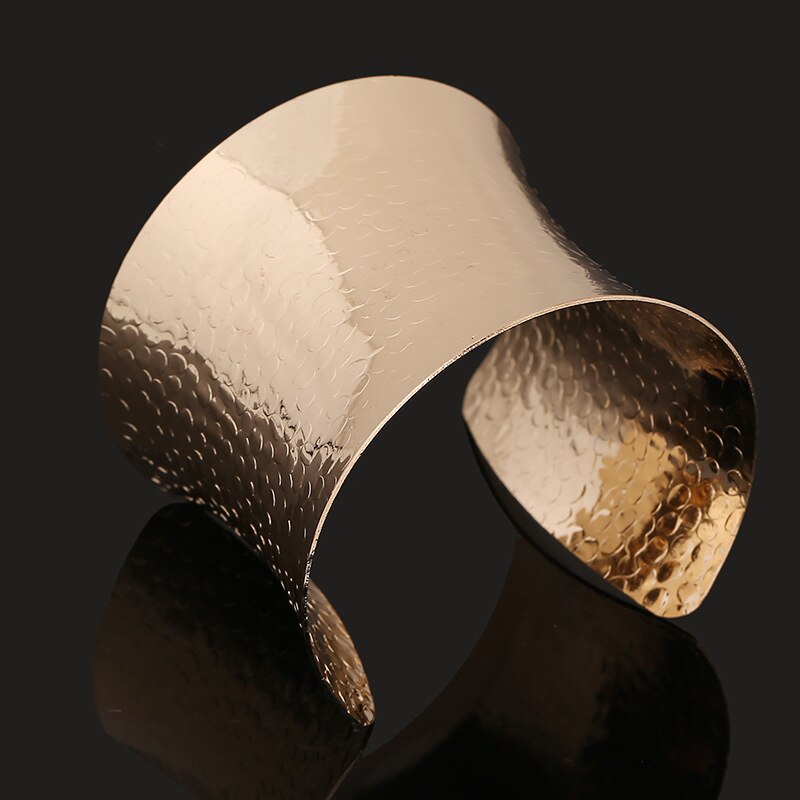 Ouro Cor Prata Oco Liga Ampla Cuff Pulseiras Pulseiras Para Mulheres Homens Do Punk Geométrica Aberto Grande Pulseira Pulseira Da Moda Jóias: E2103 gold