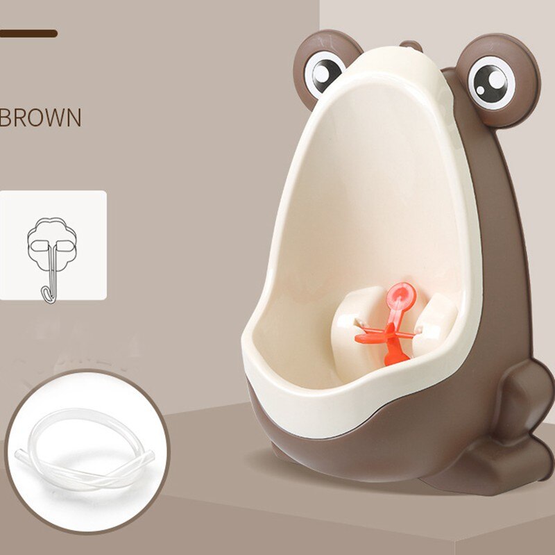 Motohood potte toilet urinal tisse træner vægmonteret toilet tisse træner børn baby dreng badeværelse frø urinal børn drenge toile: Brun