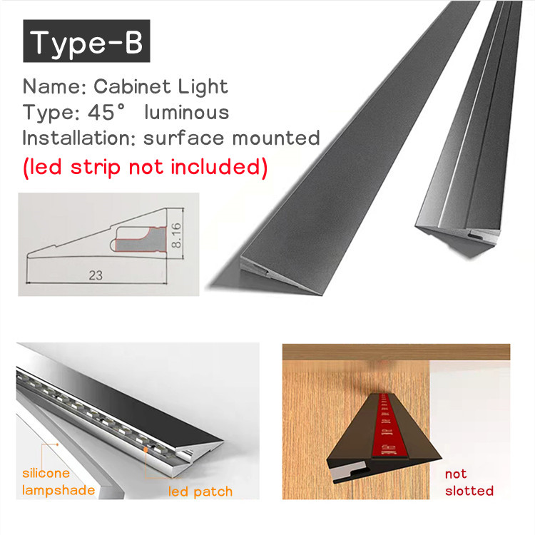 Black Led Built-in Profile Aluminum Linear Lighting for Panel Cabinets Showcase Shelves Led Channel Recessed/Surface Mounted: Navy Blue / Orange