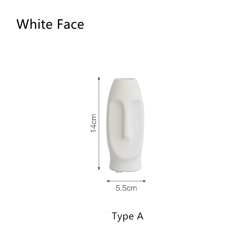 Cutelife Weiß Keramik Keramik Menschliches Gesicht Vase nordisch Dekoration Heimat Kopf Wohnzimmer Vase Moderne Blume Pflanze Tisch Große Vase: A
