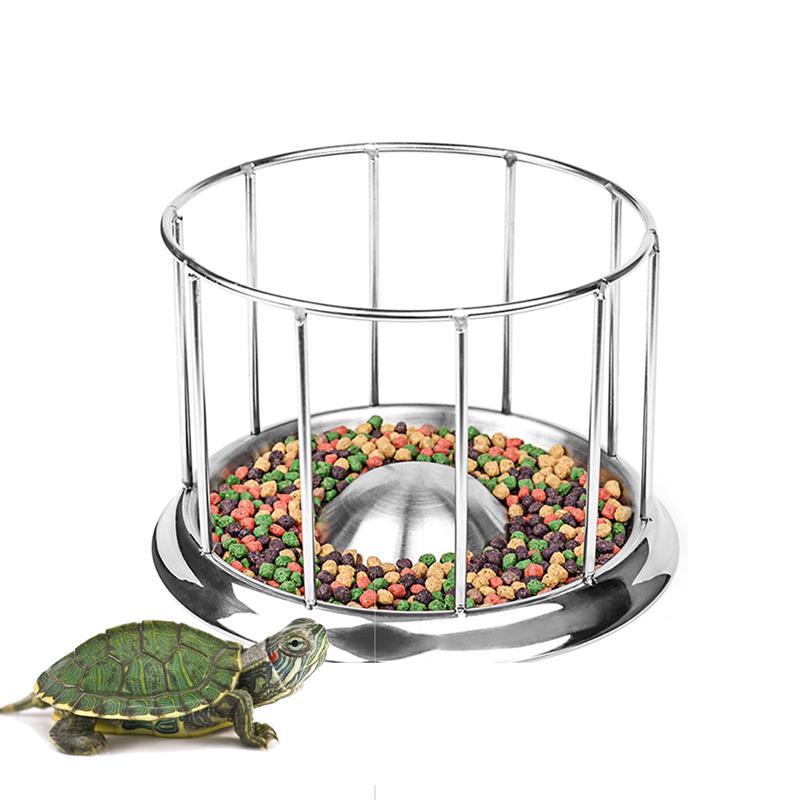 Stainless Steel Turtle Feeder Bowl Basin Food Dispenser Feeding Tool Multifunction Reptile Pet Supply Turtle Water Dish