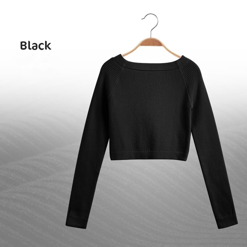 Meisjes Ballet Dans Trui Elastische Platte Schouder Trui Tiener Kinderen Herfst Winter Truien Met Lange Mouwen Truien: height 145-155cm / Black