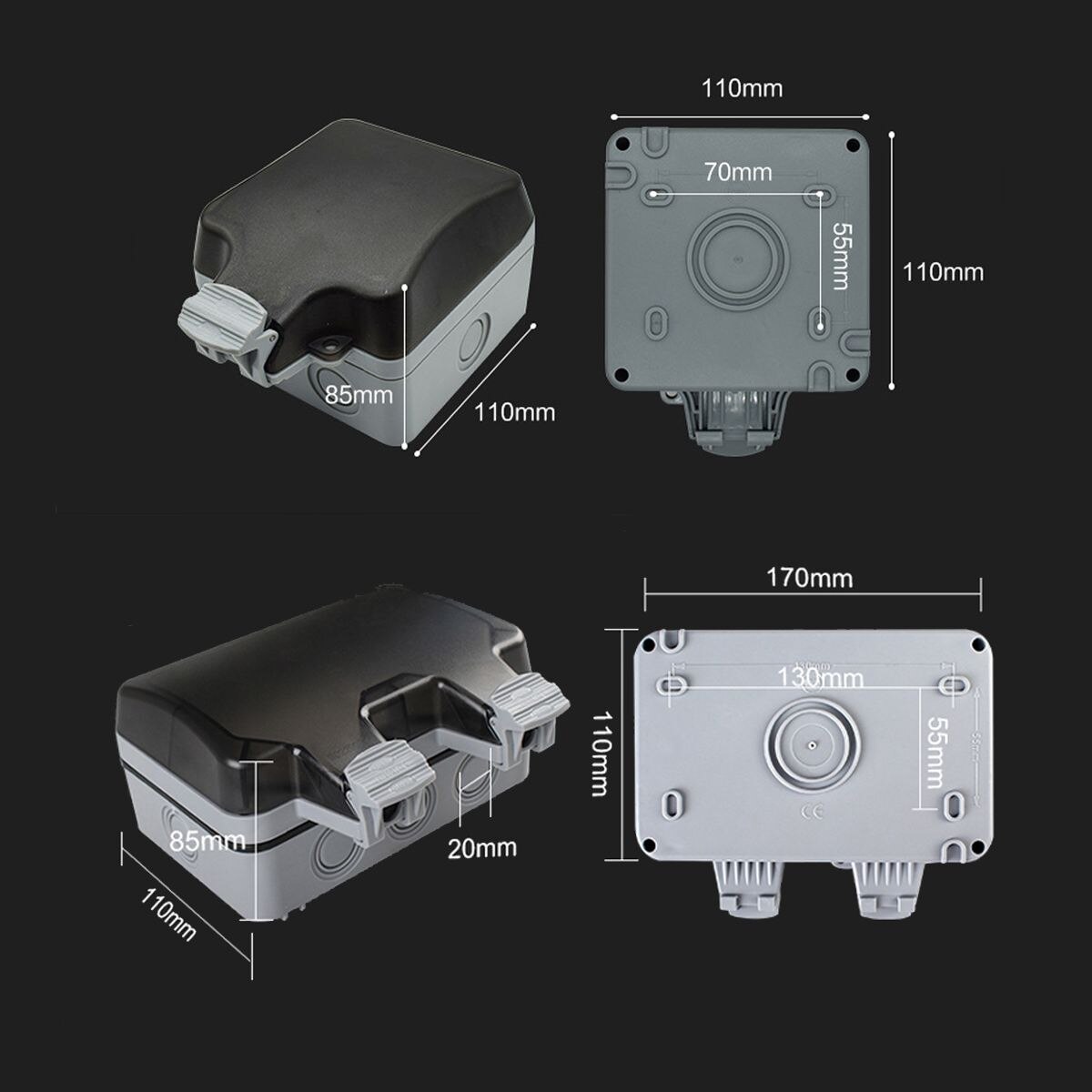 1/2 Gang Electric Plug Box Cover Safety Socket Protector Splash Box Waterproof