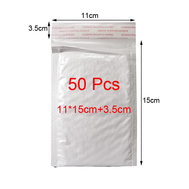 50 Pcs White Foam Envelope Bags Self Seal Mailers Padded Envelopes With Bubble Mailing Bag Packages Bag: 50 Pcs 11x15cm