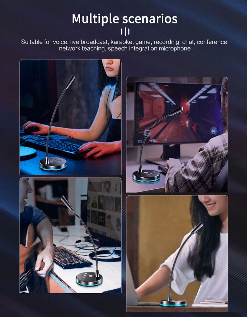 360°Adjustable USB Laptop Microphone Mini Studio Speech Microphone Stand Mic With Holder For Desktop PC Laptop Notebook Desktop