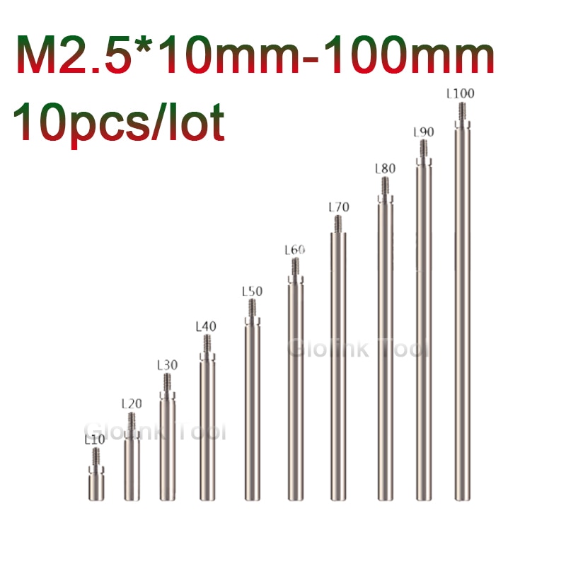 10 Stuks Verlengstukken Voor Dial Indicatoren Probe Drijfstang Hss Accessoire Meer Specificaties M2.5 * 10 Mm-100mm Meetinstrumenten