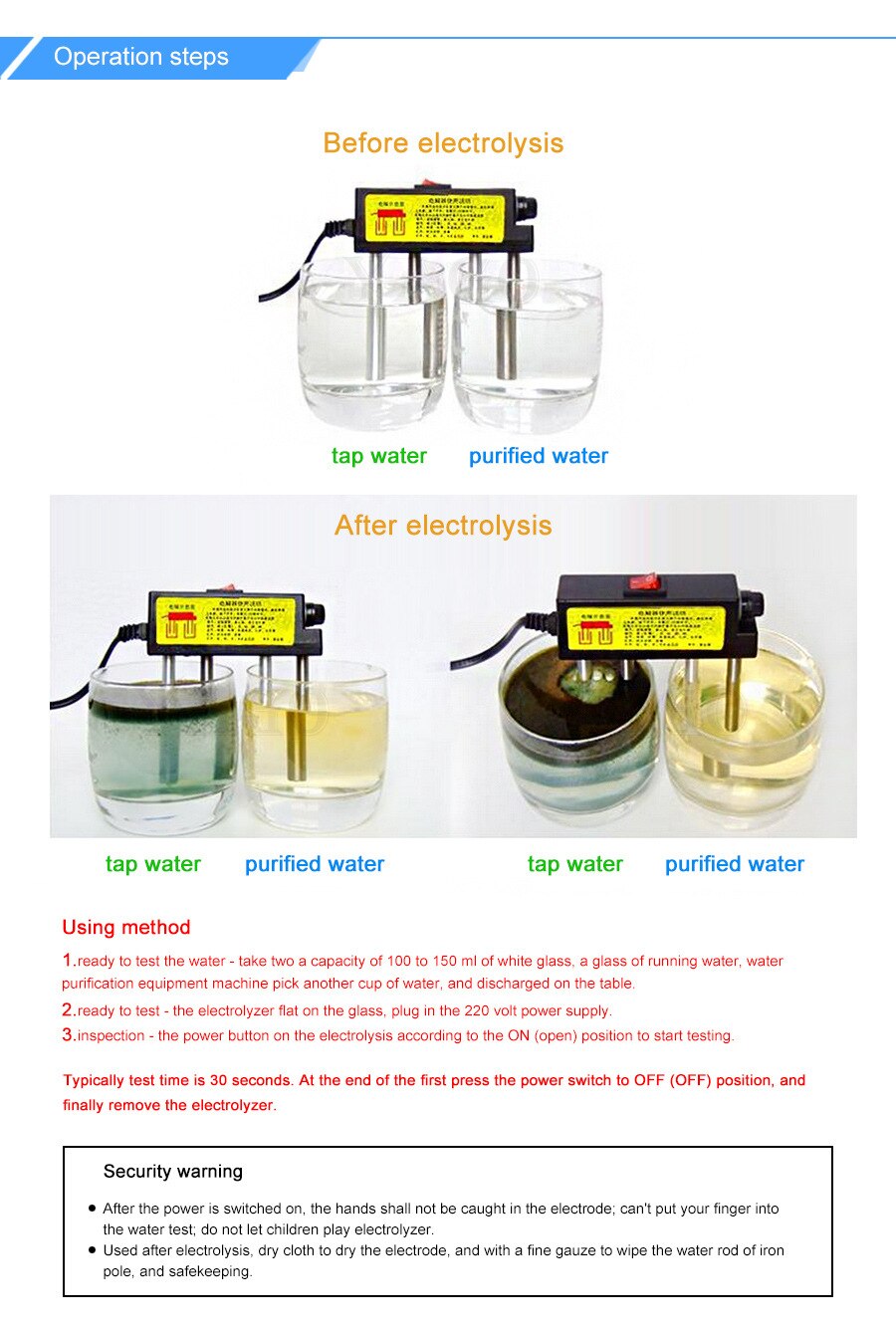 220V Premium Water Household Electrolyzer Tester Water Test Tool High TDS Tap Water Electrolysis Instrument PH Tester