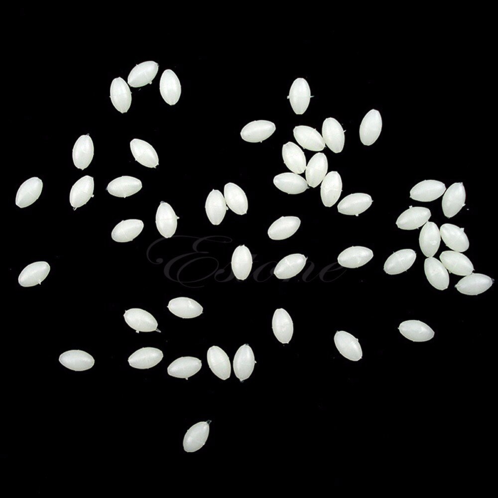 100Pcs Oval Luminous Fishing Lures Fishing Beads Sea Hard Floating Float Tackles 6 Colors