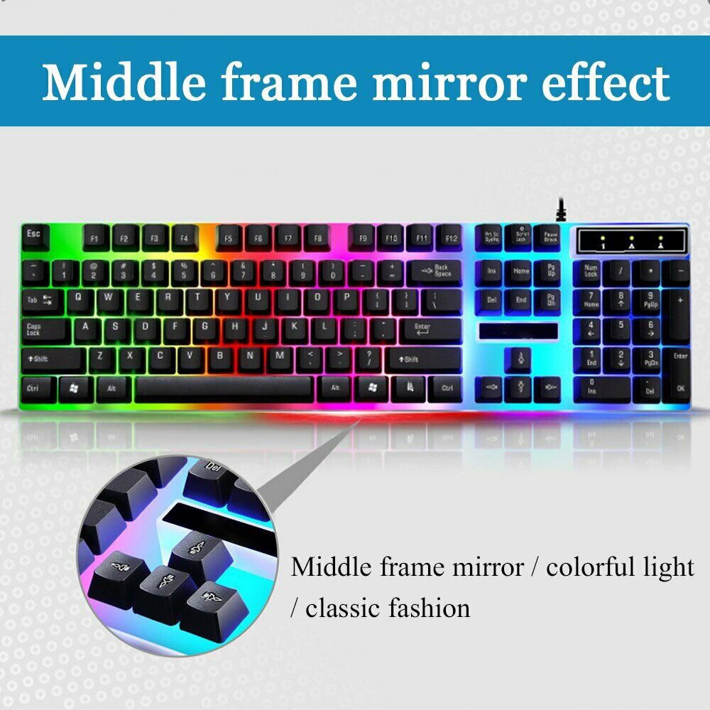 Cool About LED Wired Gaming Keyboard And Mouse Kit 2.4G Computer Multimedia Gaming Keyboard And Mouse Kit