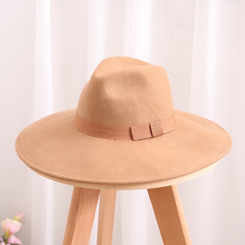 Men Fedora Hat Australia Wool Women's Hats 12cm Large Brim Woolen Hat for Classic Church Wool Felt Hat