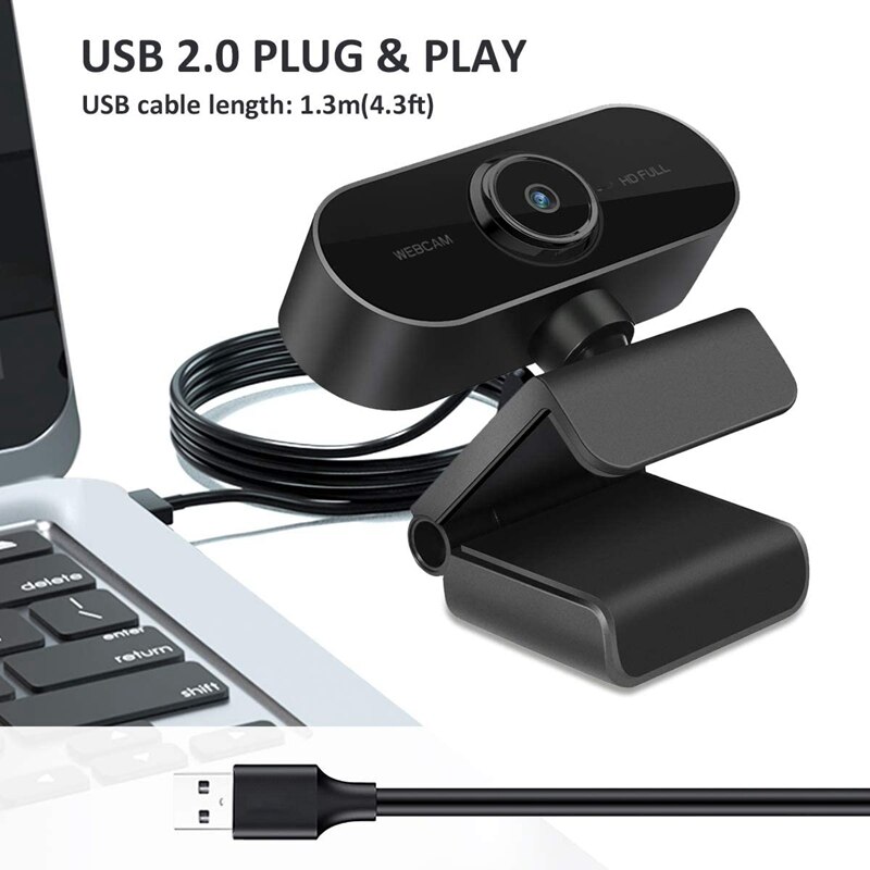 1080P Webcam con Microfono-HD Webcam per il computer, il computer Portatile, PC- USB Della Macchina Fotografica per il video di Chiamata di Registrazione di Videoconferenza