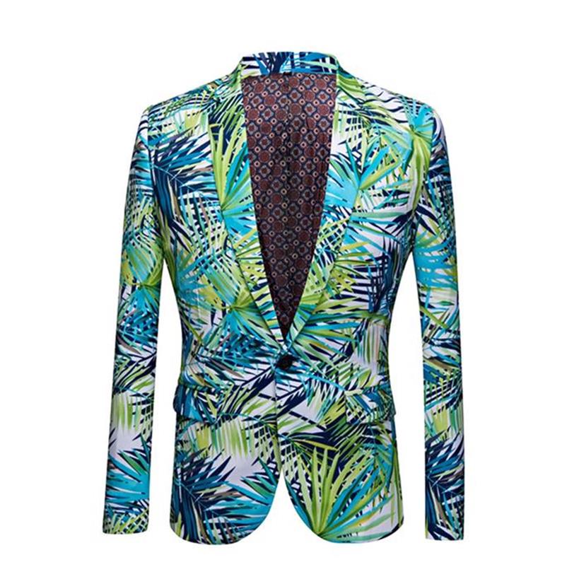 YUNCLOS Blue Green Pattern Blazers Jackets Party-dress Tuxedos Blazers Casual Life Color Blazers Suit Jackets XS-2XL: M