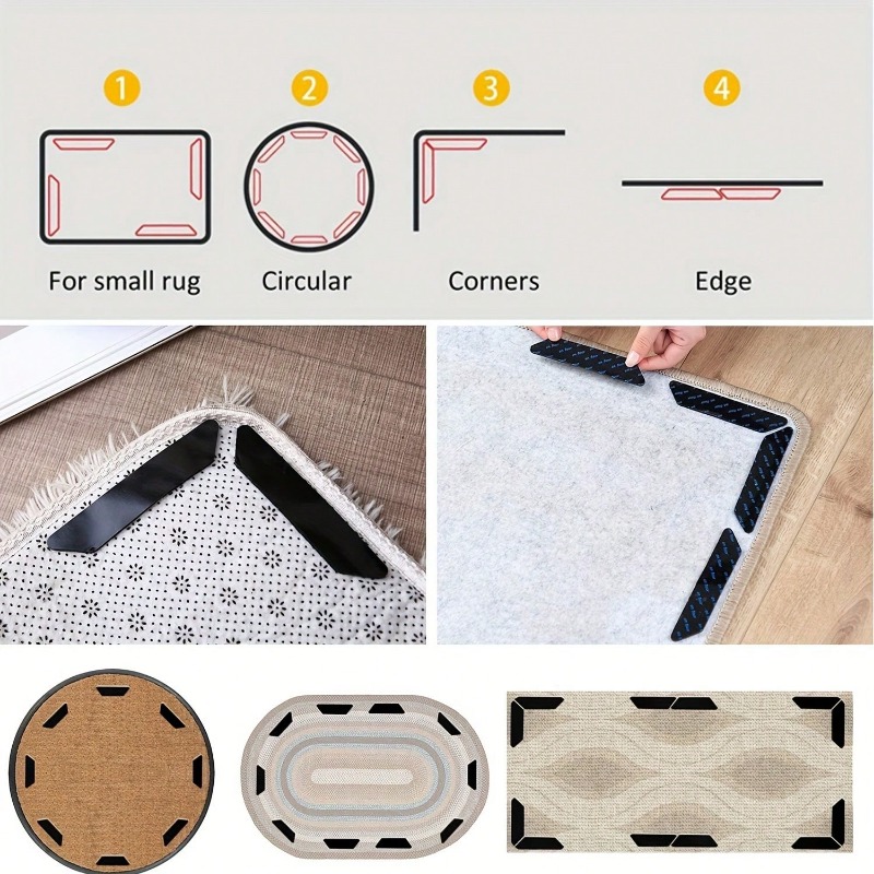 8 STuks Vloerkleed Grippers - Herbruikbare Antislip Tapijtstickers voor Houten Vloeren