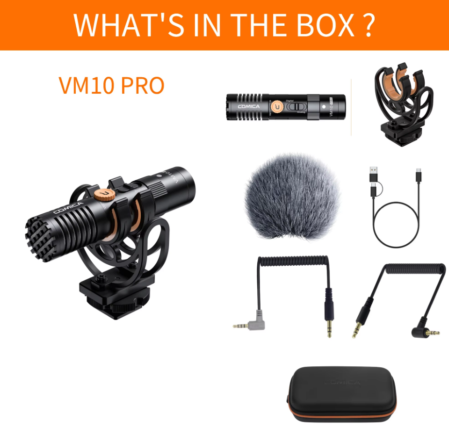 Comica VM10 PRO Video Microphone with Shock Mount,Gain Control and Deadcat for iPhone Android: GRAY