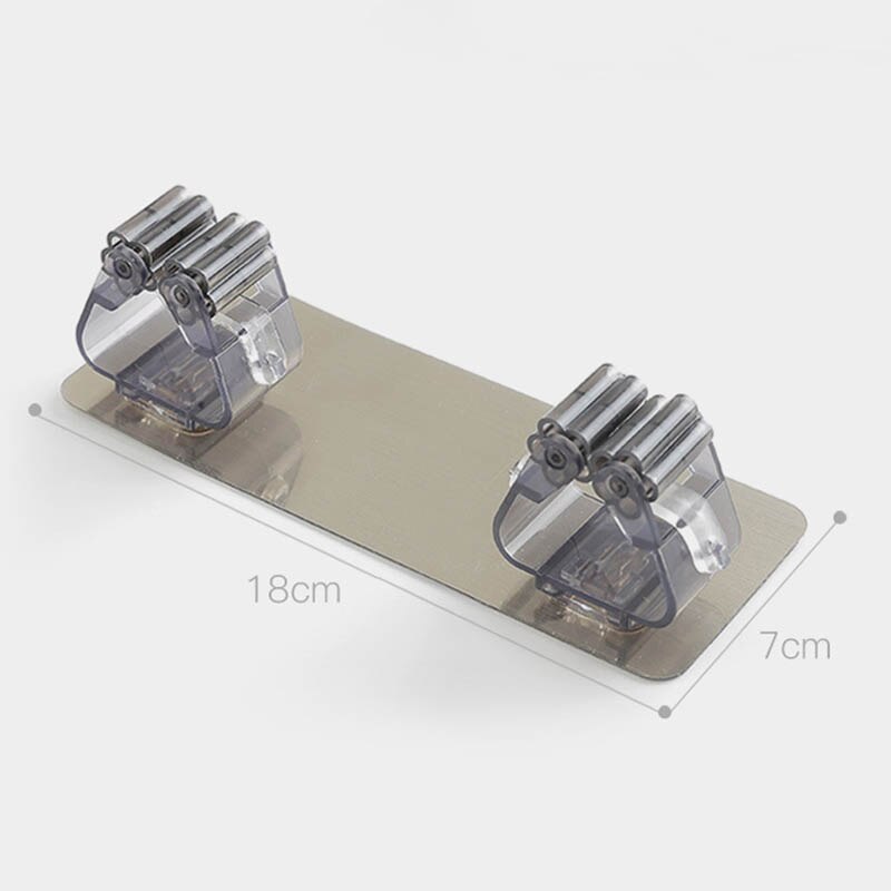 Multifunctional Traceless Sucker Hook Mop Holder Kitchen Rag Tools Broom Hanger Brush Storage Rack Suction Cup: black double buckle