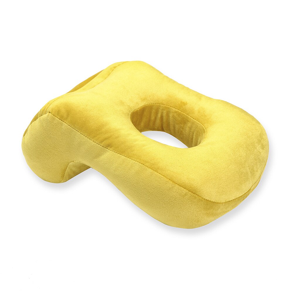 Solid Colors Velvet Nap Pillow Multi-function Hollowed-out Office Portable Cozy Sleeping Pillows For Adult Student Home Travel: Yellow