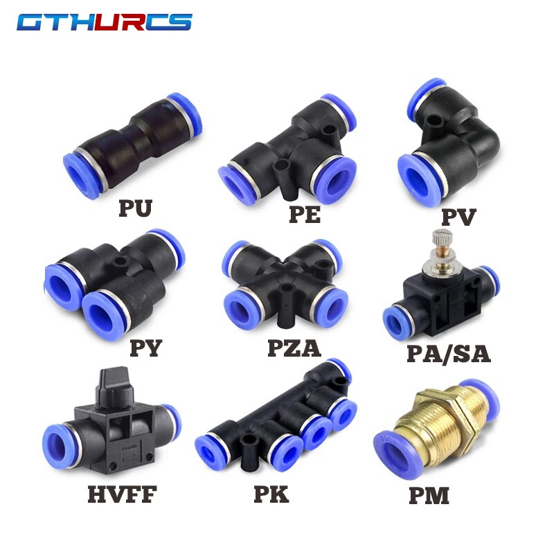 1 pcs Pneumatic Fittings type PY/PU/PV/PE/HVFF/SA Air Hose Quick Coupling 4mm to 12mm Pneumatic Parts Push in