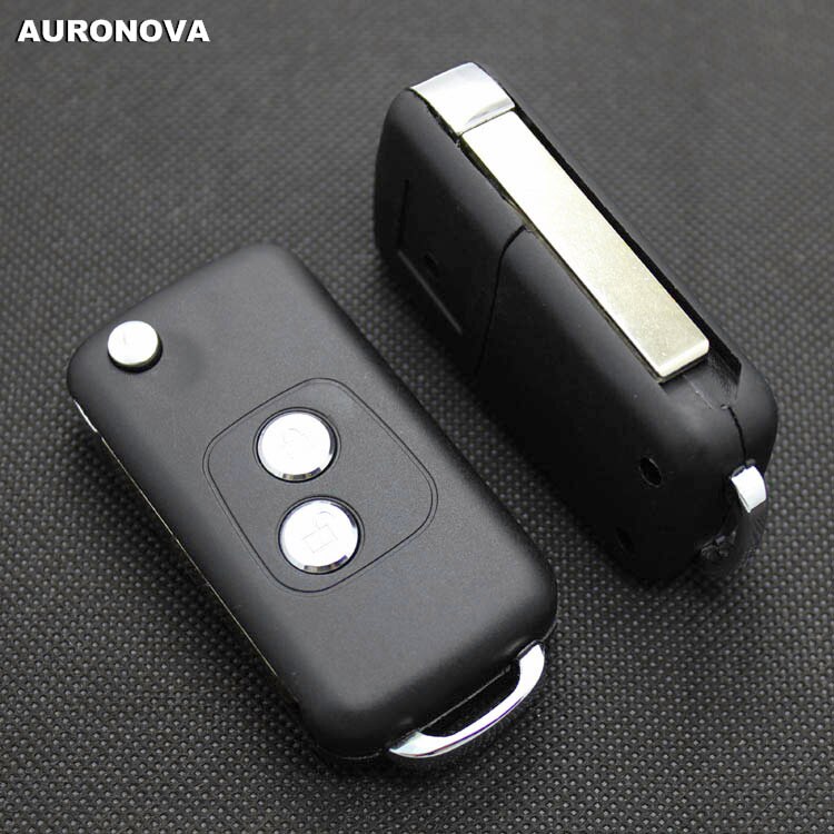 AURONOVA Upgrade Folding Key Shell for PEUGEOT 307 Key Replacement 2 Buttons Remote Car Key Case