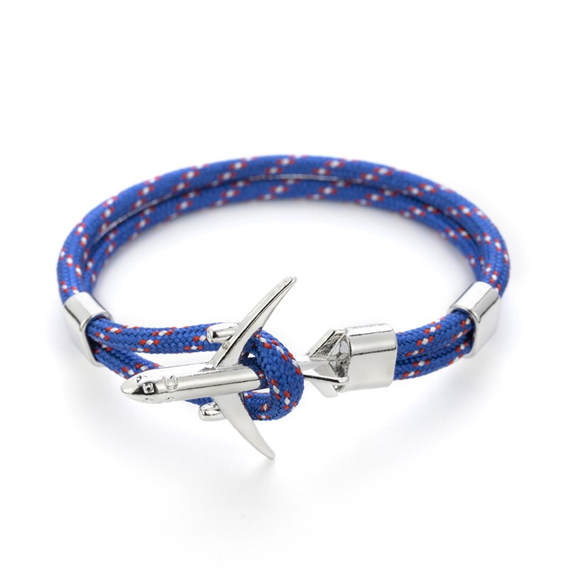 20 farben Silber Anker Armbänder Männer Frauen Charme Seil Kette Paar Armband Metall Flugzeug Leder Haken Homme Schmuck: FS-14