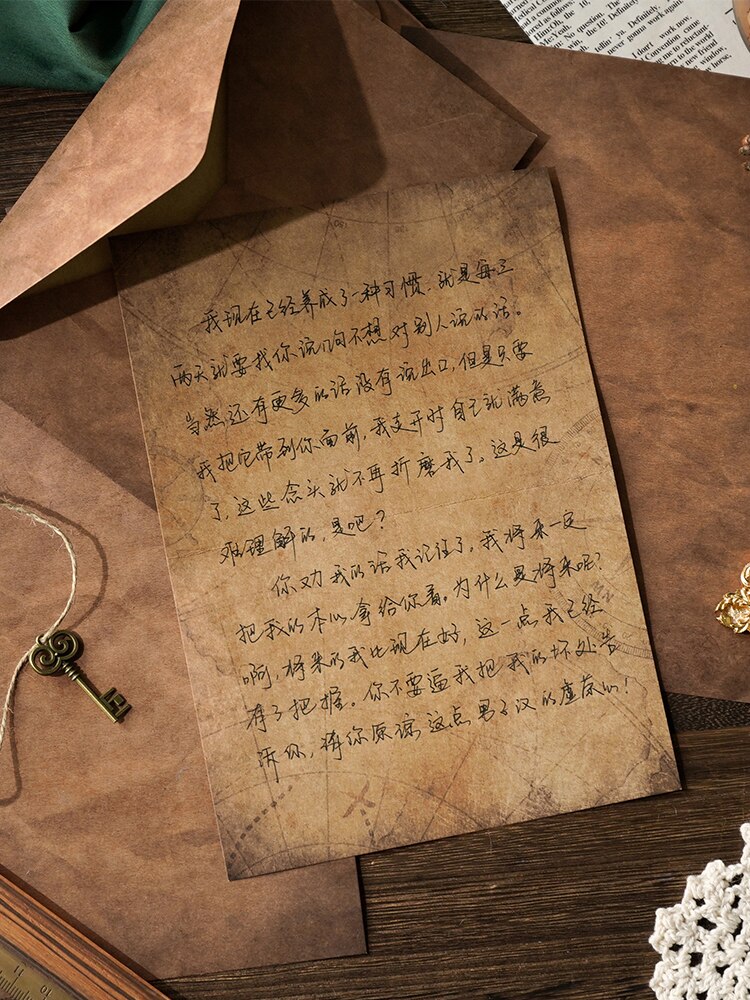 Ensemble de papier Kraft Vintage A5, enveloppes de lettres avec pendentif exquis et corde de chanvre, ensemble d&#39;enveloppe de papeterie