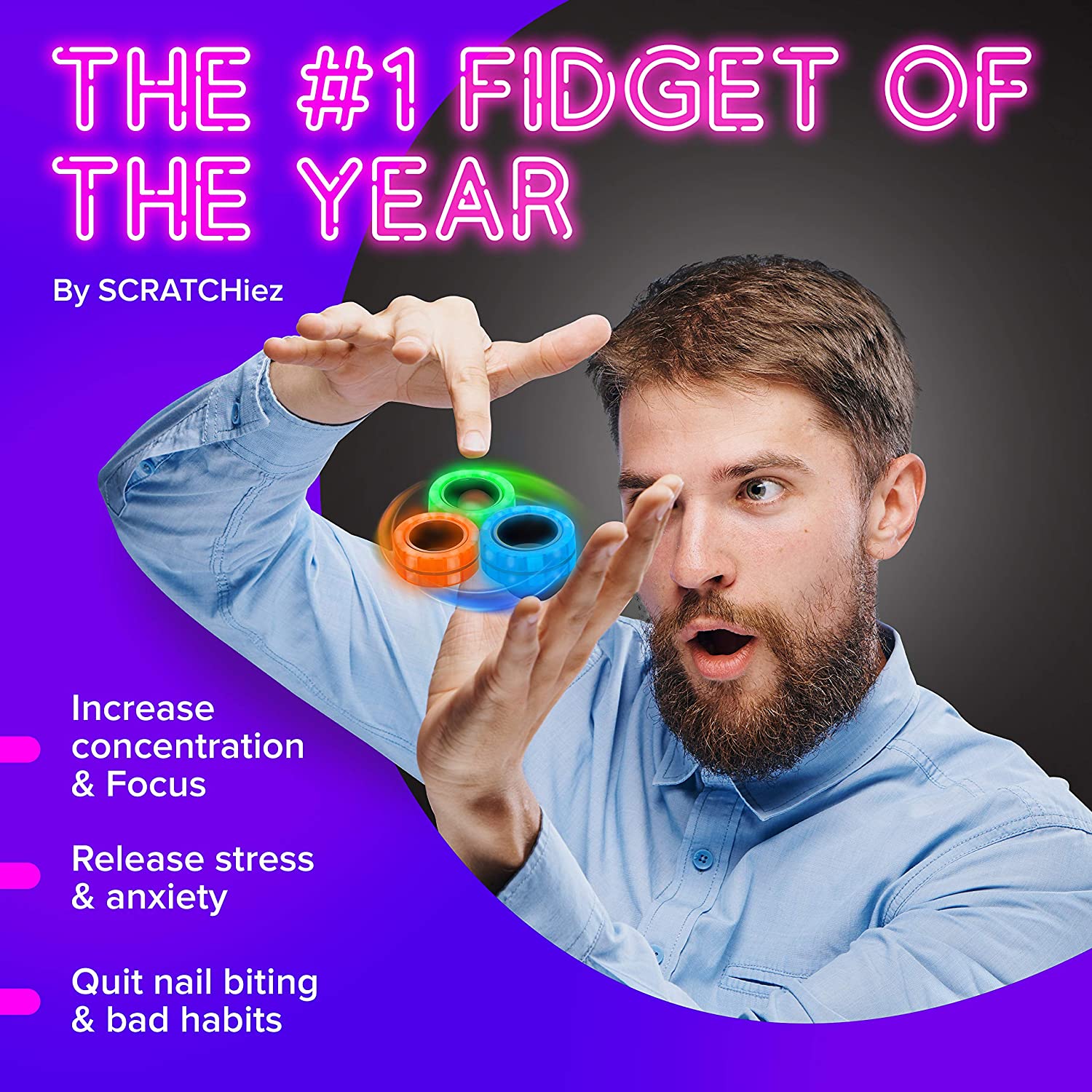 3 sztuk zabawki typu Fidget antystresowy śmieszne Fidget Spinner bransoletka magnetyczna pierścień rozpakować zabawki magiczny pierścień rekwizyty narzędzia stres stres zabawki