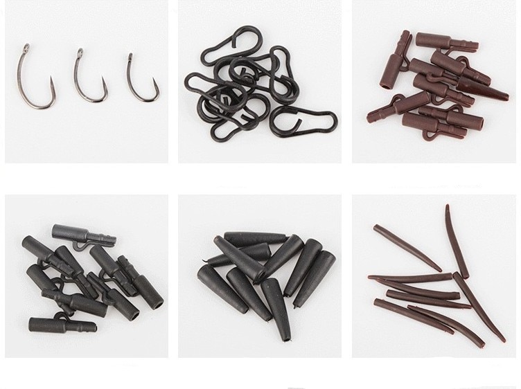 Rompin Karper visgerei doos Hair Rig Combo box Accessoires Haken Rubber Buizen Wartels Kralen Mouwen Stoppers