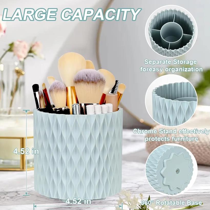 360 Rotation Large Capacity Makeup Brush Bucket Lipstick Eyebrow Pencil Eye Shadow Brush Storage Cartridge Portable Brush Storag