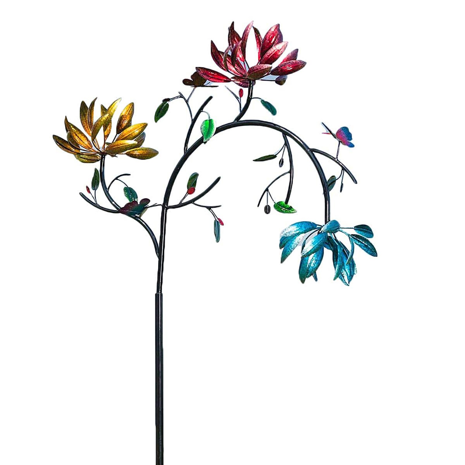 Metal Flowers Wind Spinner Spinning Windmill for Outdoor Home Garden Yard Lawn Patio Wedding Land Ornaments