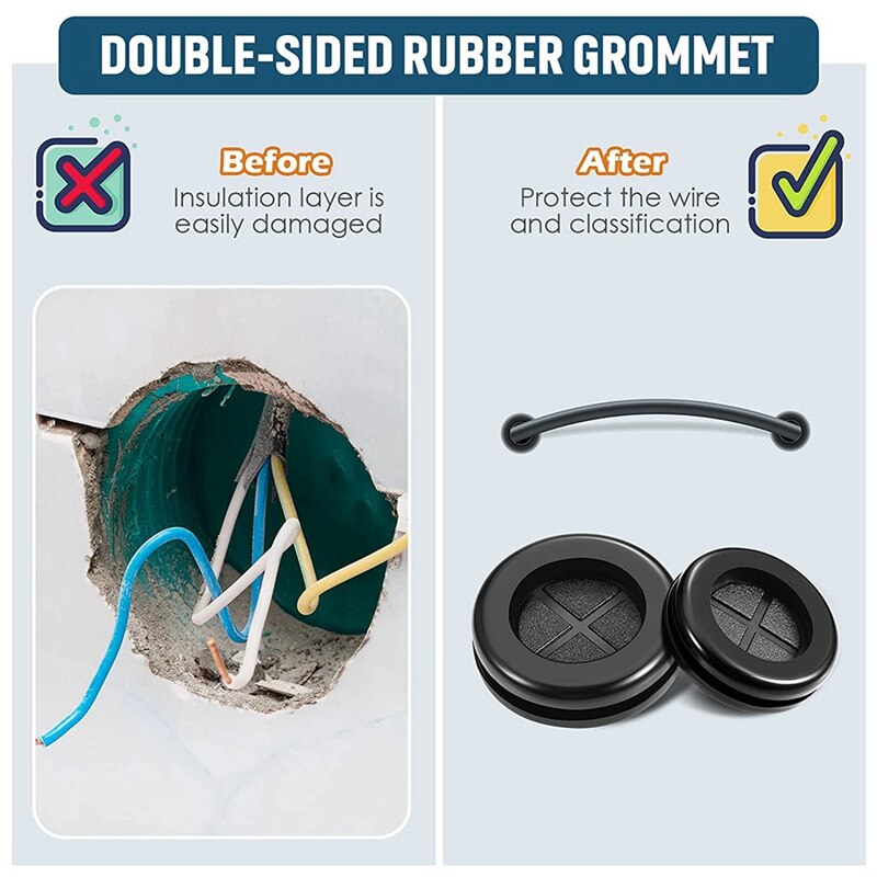 Ronde Rubber Plug Gat Grommet Kit, dubbele Sid Elektrische Firewall Pakking Kit Met Intrekbare Mes Voor Kabel Gat Plug Retail