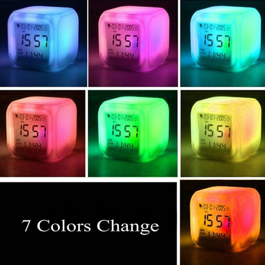 Alarm Clock Cool LED Clock Popular Pattern Night Light Color Changing Clock Night Light Table Clocks Kids Clock For Home Office
