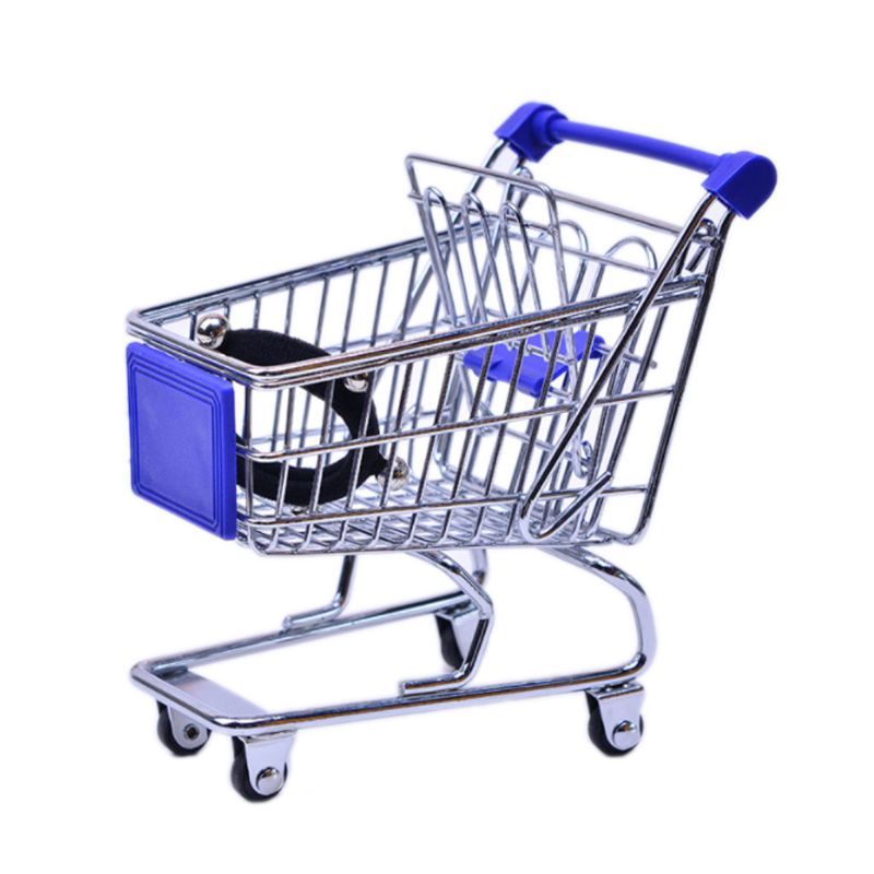 Mini Supermarket Hand Trolley Shopping Utility Cart Storage Basket Pretend Kids