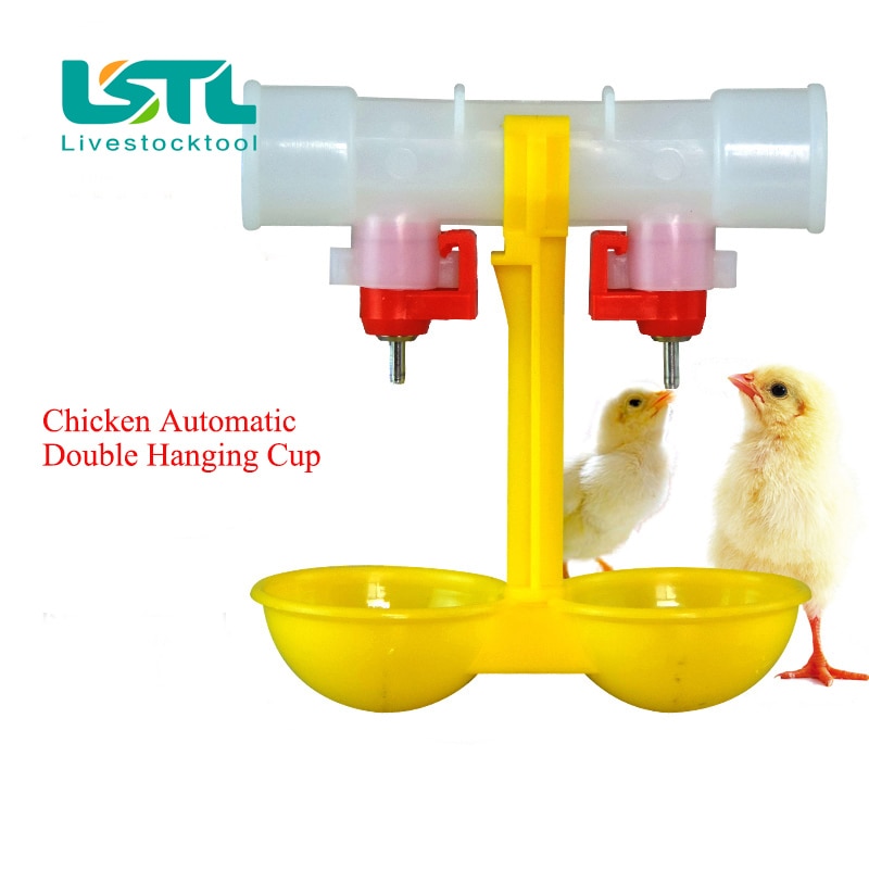 4 stk kylling brystvorte drikkere automatisk vander kylling feeder springvand dobbelt hængende kop automatisk vander skål kylling fodring