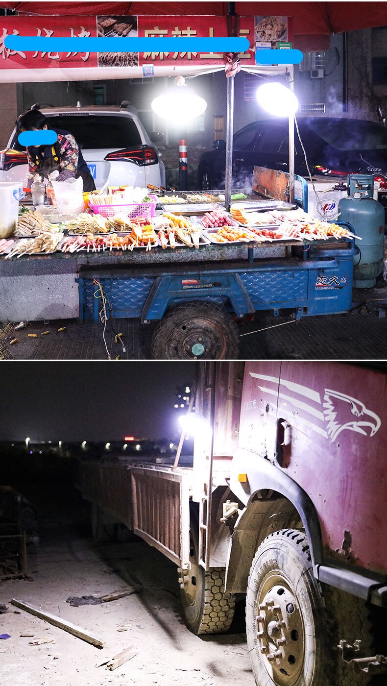 50W Rechargeable LED Bulb Lamp Remote Control Solar Charge Lantern Portable Emergency Night Market Light Outdoor Camping Home