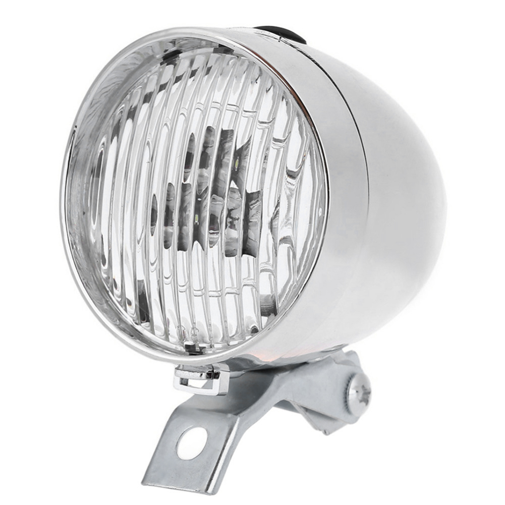 Night Riding Safety Warning Light Retro Bicycle Front Lamps ABS 3LED Battery Powered Bike Headlights Riding Accessories: WHITE