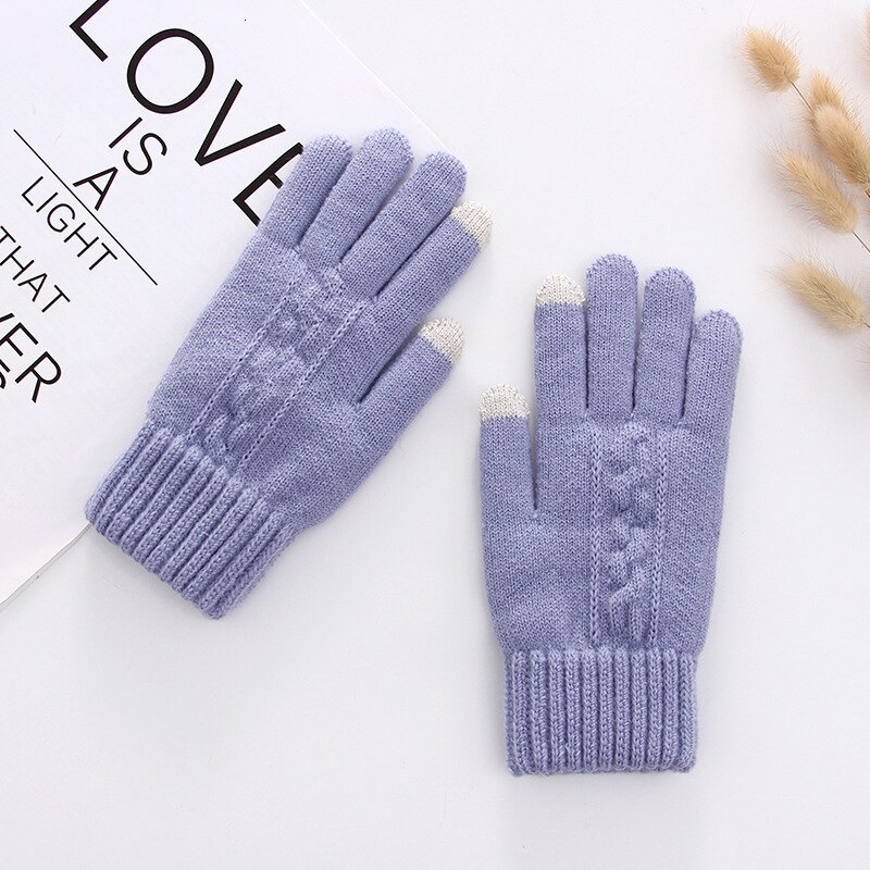 Kvinder handsker vinter berøringsskærm hold varme kørehandsker luvas modis de inverno guantes invierno guantes mujer moda: Blomst