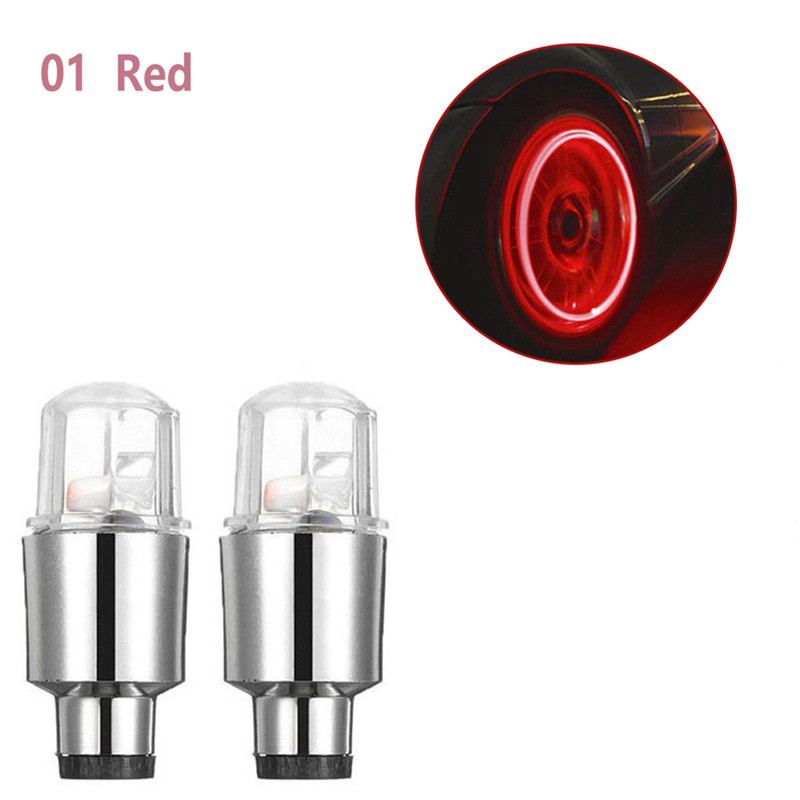 Bostar 2 st superljus däckventillock lampor muiticolor auto motorcykel tillbehör neon strobe led däcklampa  #281366: Röd