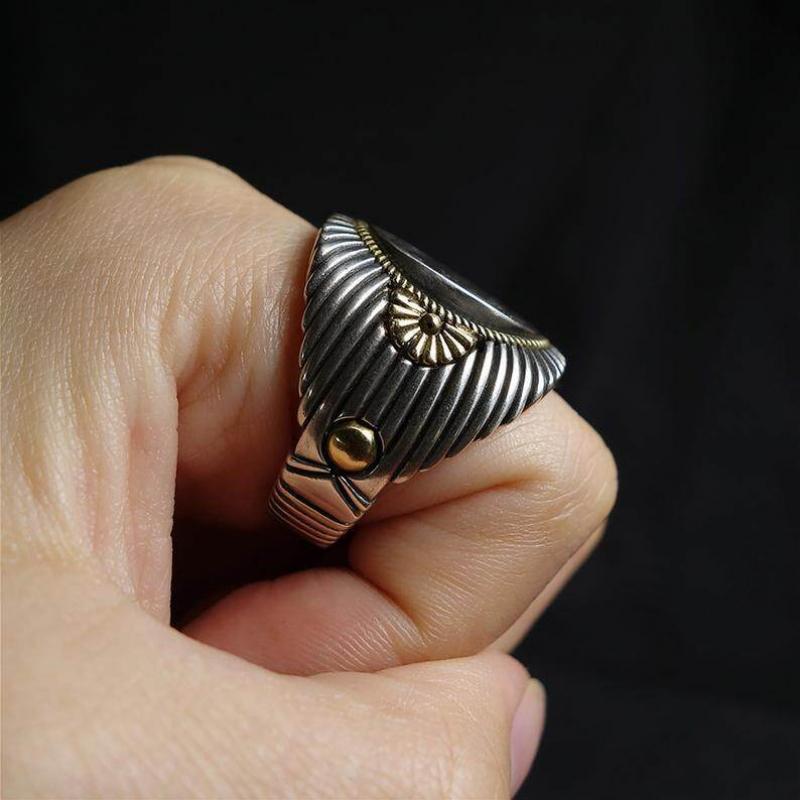 Trend Punk Classic Indian Avatar Pattern Ring for Men Retro Motorcycle Rider Jewelry