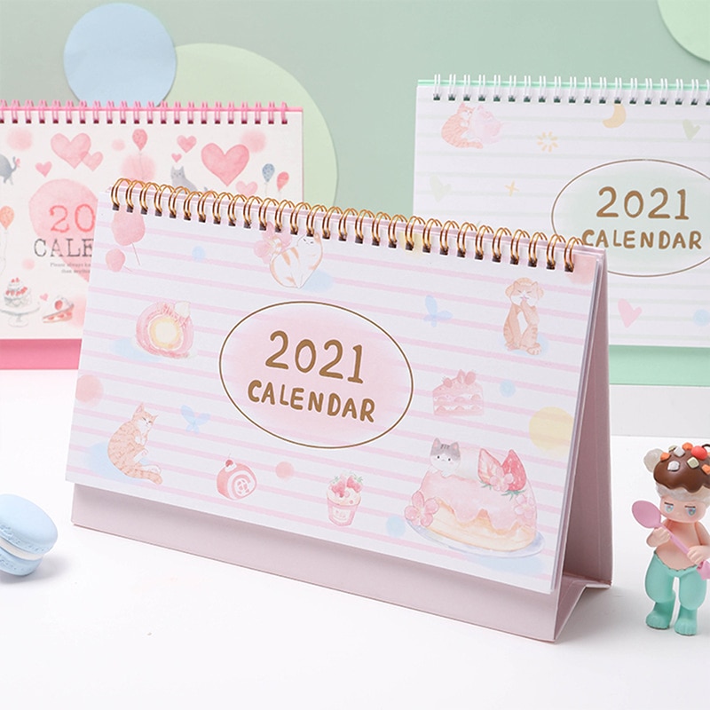 Cartoon Cat Desk Calendar Cute Table Calendars Tim... – Grandado