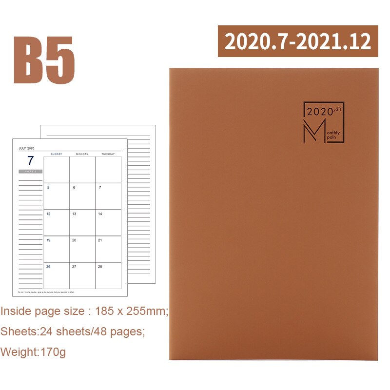 Årskalender månedsplanlegger måneder daglig lærnotisbok personlig agenda planlegger arrangør bedrift kontorrekvisita: 2020-2021 brune