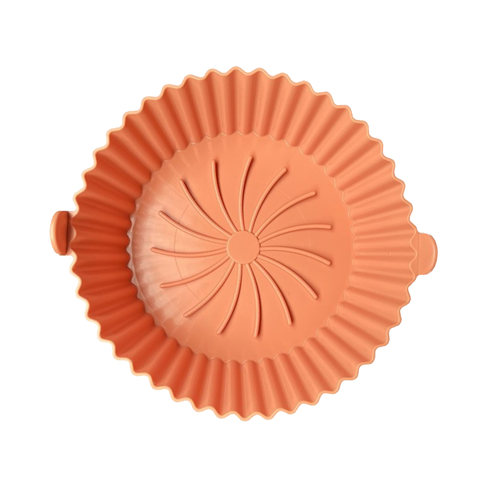 Silicone Pot for Airfryer Reusable Air Fryer Accessories Baking Basket Pizza Plate Grill Pot Kitchen Cake Cooking Baking Tools: Orange