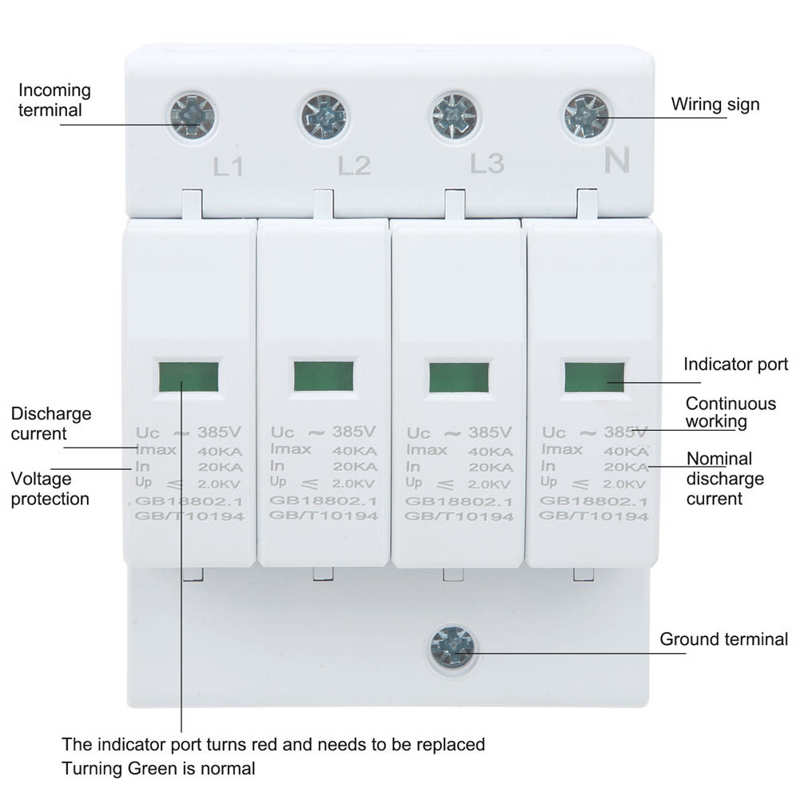 4P Surge Beschermende Afleider Anti Donder Bescherming Apparaat Hoge Isolatie Elektrische Apparatuur