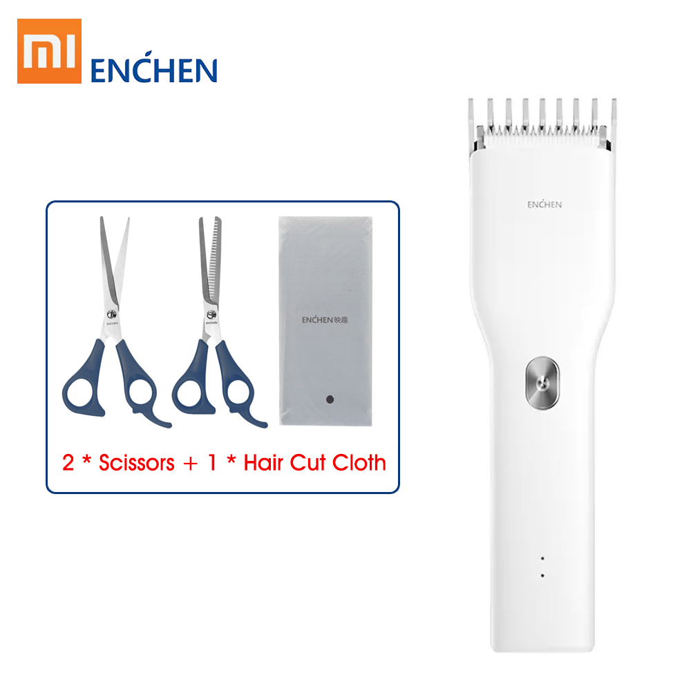 ENCHEN Boost Hair Trimmer USB charger Electric Hair Clipper Two Speed Nano Ceramic Cutter Hair Fast Charging Rechargeable Type-C: White Kit