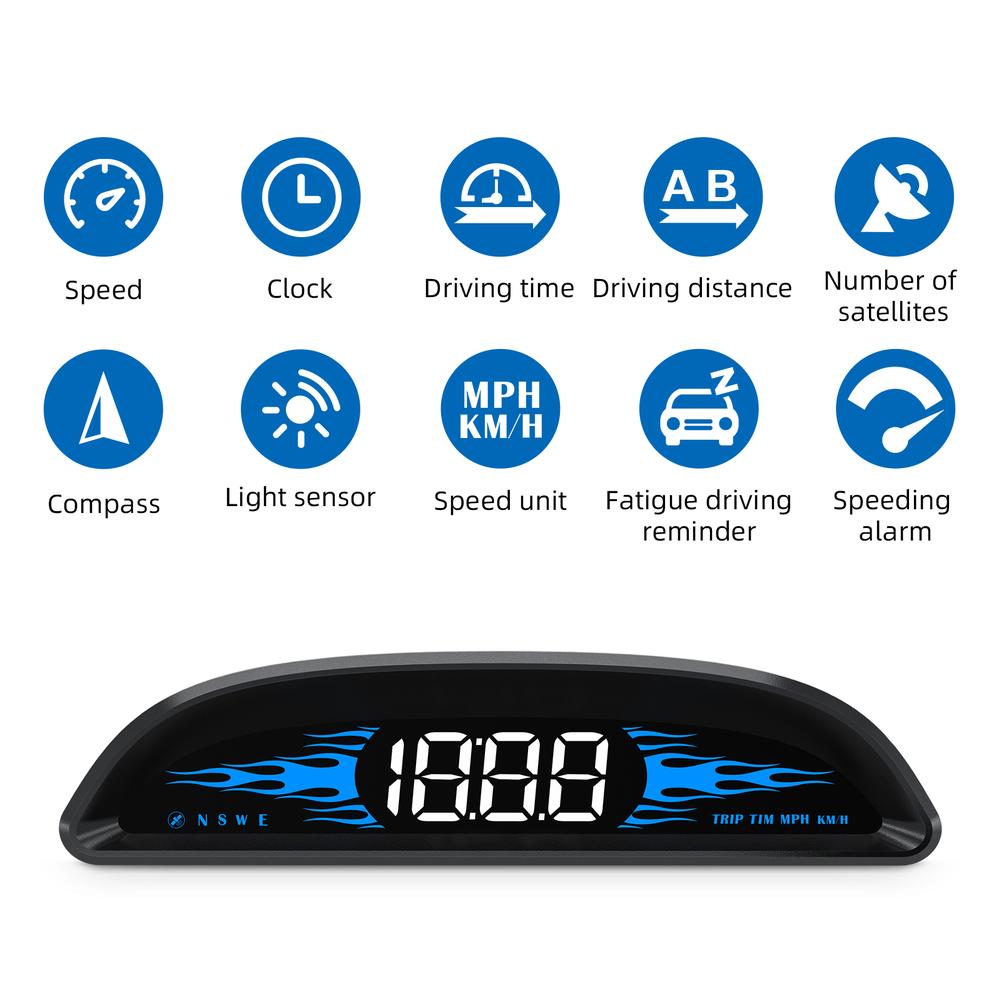 Universal Car Hud Hd Head-up Display G2 Digital Gps Speedometer Direction Navigation Device