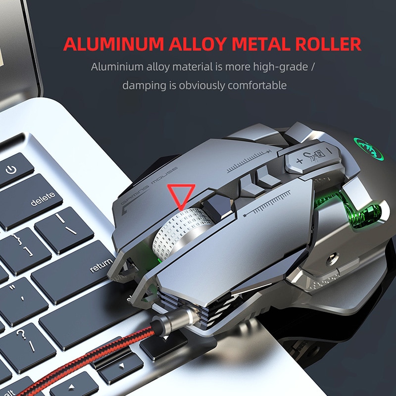 Metal Mouse Gamer RGB Illuminated Mechanical Wired Mouse 7 Keys 6400DPI Adjustable Definition Gaming Mouse Gamer For PC Laptop
