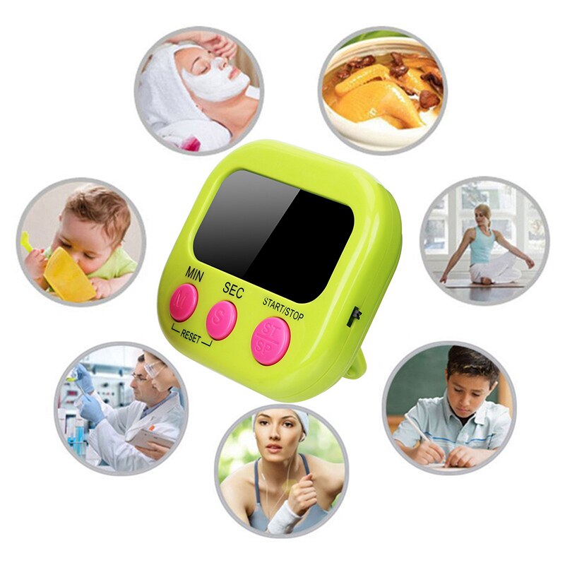 Digital Screen Kitchen Timer Large Display Digital Timer Square Cooking Count Up Countdown Alarm Clock Sleep Stopwatch Clock