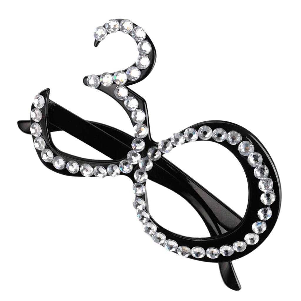 30th 40th 50th 60th Grappige Glitter Diamante Verjaardagsfeestje Bril Plastic Frame Eyewear Accessoires: Black 30