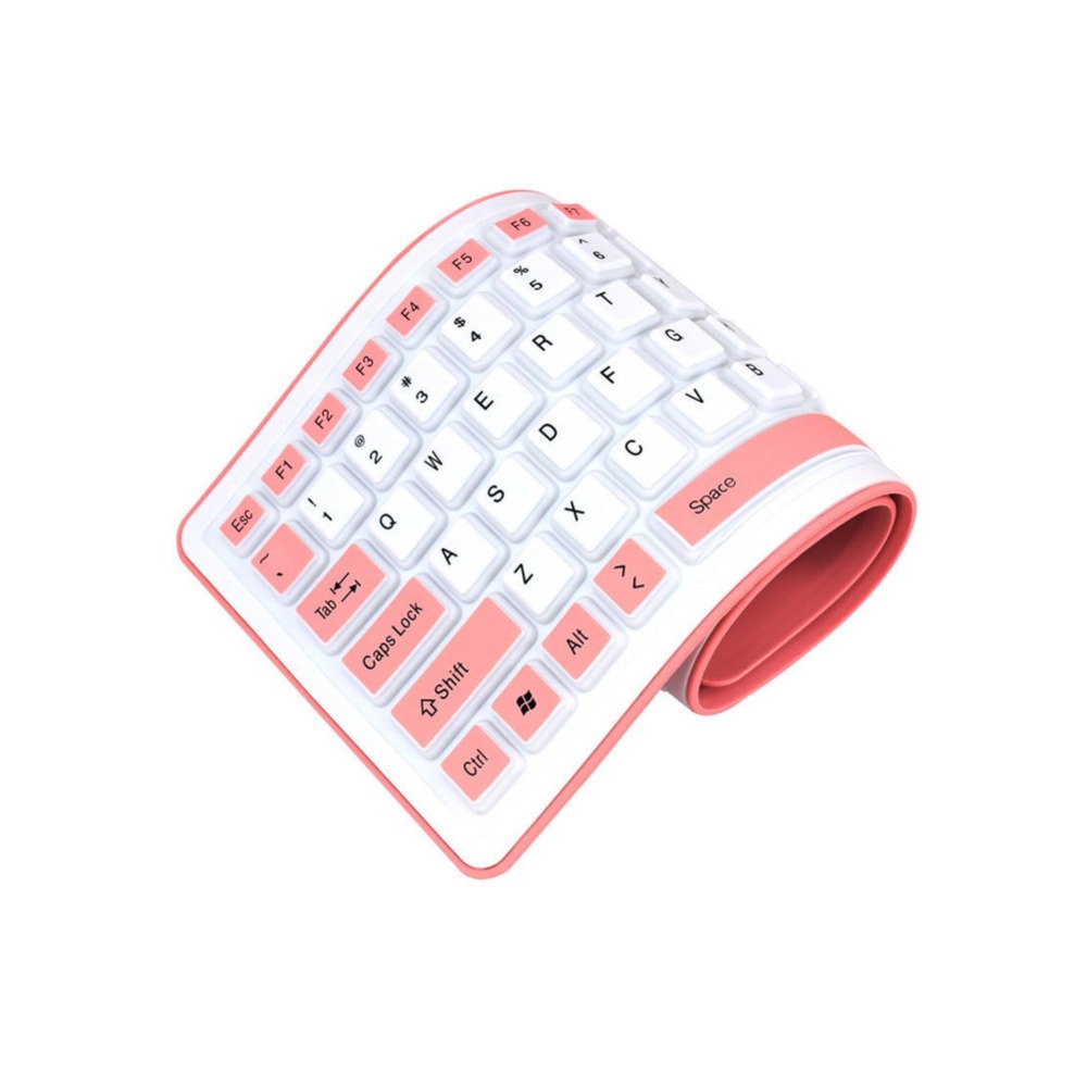 Teclado portátil de silicona plegable y silencioso, teclado enrollable con cable USB, Flexible, suave e impermeable, Gel de sílice, para PC y portátil